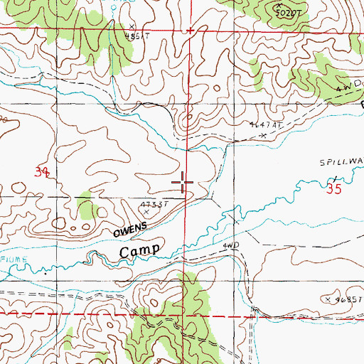 Topographic Map of Owens Ditch, OR