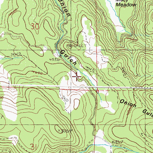 Topographic Map of Onion Gulch Meadow, OR