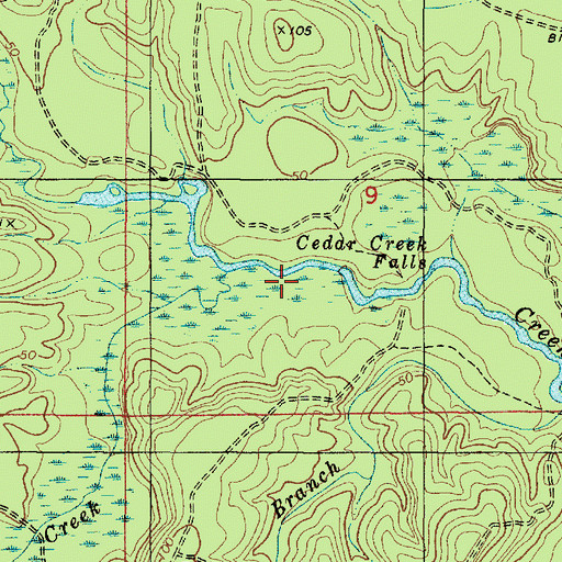 Topographic Map of Bush Coon Creek, AL