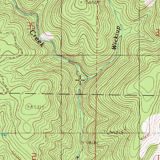 Topographic Map of Wickiup Creek, OR