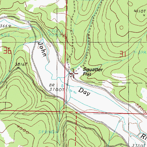 Topographic Map of Squatter Flat, OR