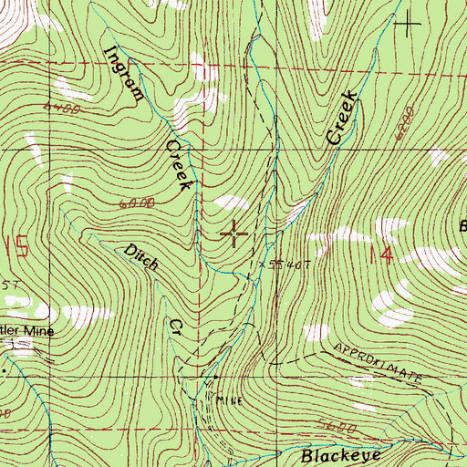 Topographic Map of East Fork Granite Boulder Creek, OR