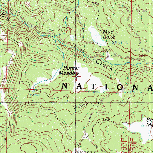 Topographic Map of Hunter Meadow, OR