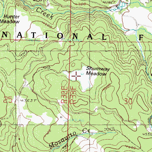 Topographic Map of Shumway Meadow, OR