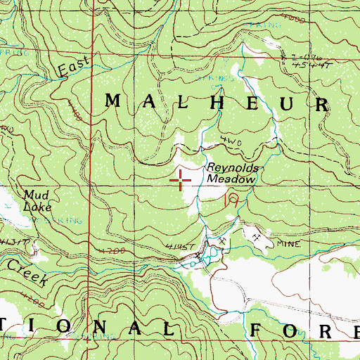 Topographic Map of Reynolds Meadow, OR