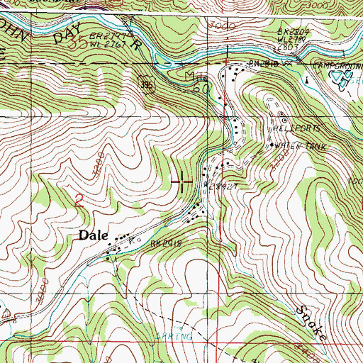 Topographic Map of Snake Creek, OR