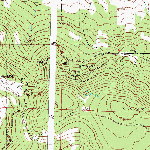 Topographic Map of Shaw Creek, OR