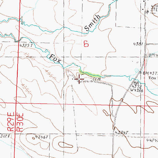 Topographic Map of Fox Valley Cemetery, OR