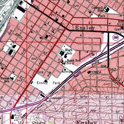 Topographic Map of Bush School Number 2, AL