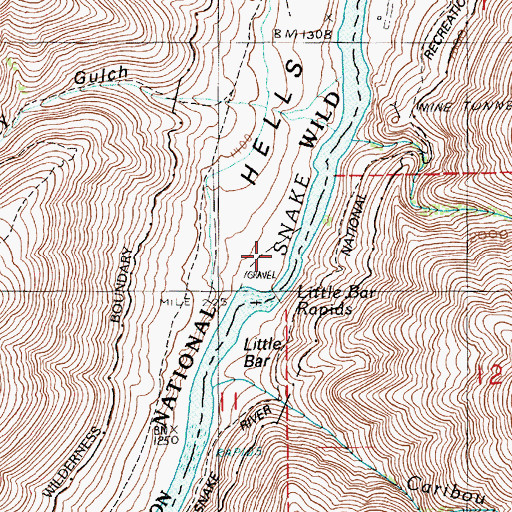 Topographic Map of Little Bar, OR