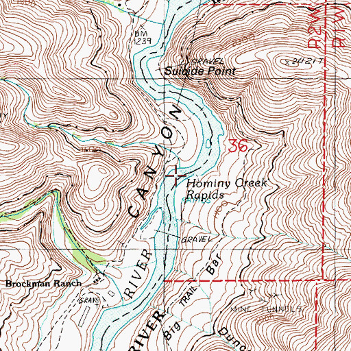 Topographic Map of Hominy Creek Rapids, OR