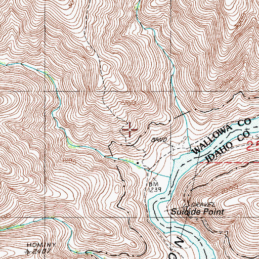 Topographic Map of China Bar Rapids, OR
