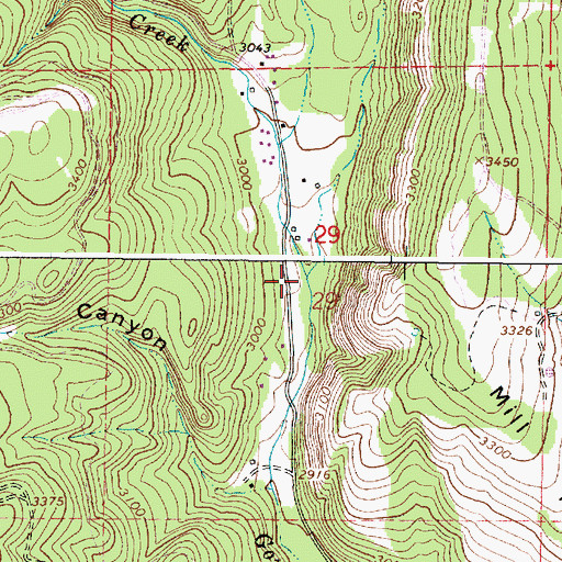 Topographic Map of East Branch Gordon Creek, OR