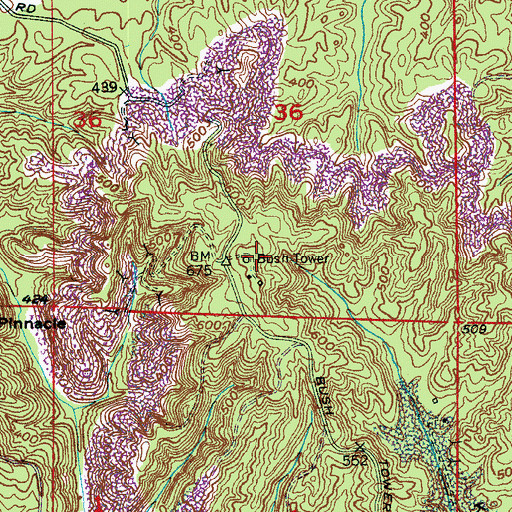 Topographic Map of Bush Tower, AL