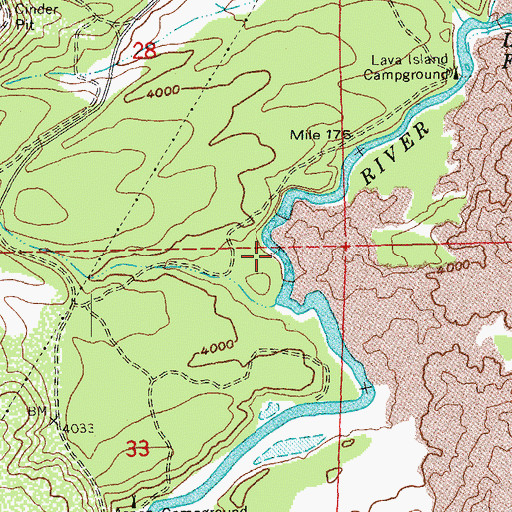 Topographic Map of Upper Falls Deschutes River, OR