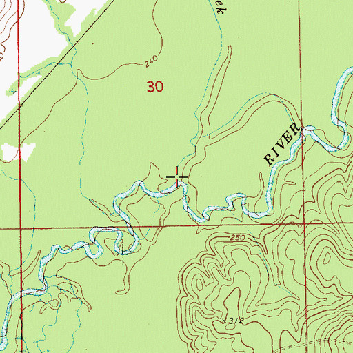 Topographic Map of Bushy Creek, AL
