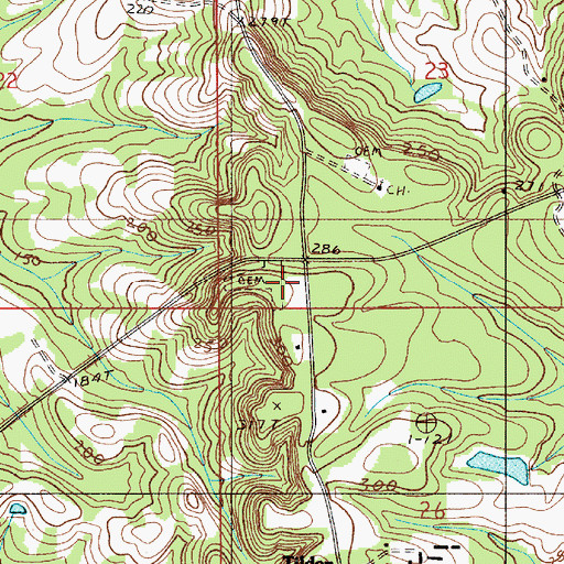 Topographic Map of Butler Cemetery, AL