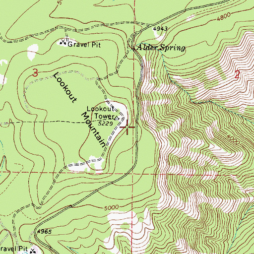 Topographic Map of Lookout Mountain Spring, OR