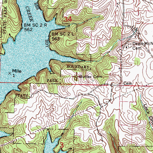 Topographic Map of Butler Cemetery, AL