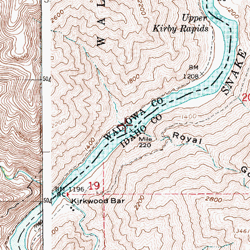 Topographic Map of Yankee Bar Rapids, OR