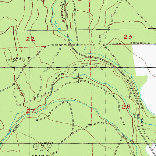 Topographic Map of Maxwell Ditch, OR