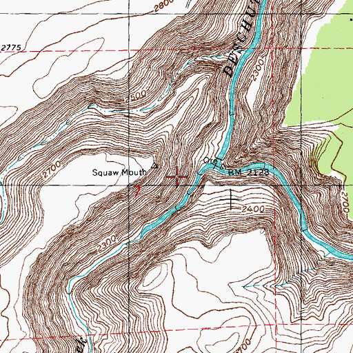 Topographic Map of Whychus Creek Canyon, OR