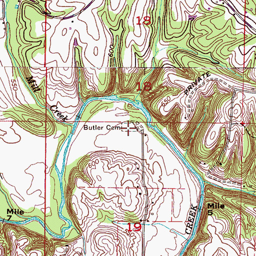 Topographic Map of Butler Cemetery, AL