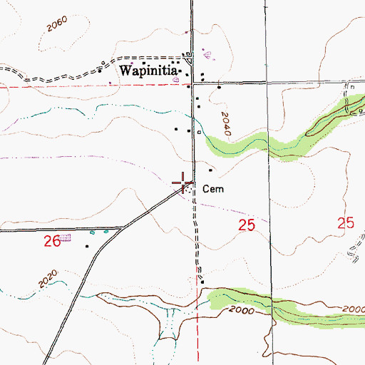 Topographic Map of Wapinitia Cemetery, OR