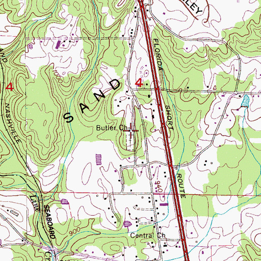 Topographic Map of Butler Baptist Church, AL