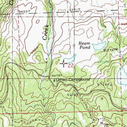 Topographic Map of Reams Reservoir, OR