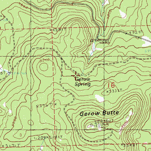 Topographic Map of Gerow Spring, OR