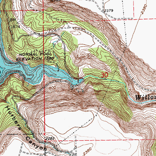 Topographic Map of Willow Creek Canyon, OR