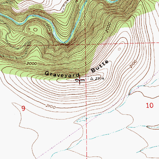 Topographic Map of Graveyard Butte Cemetery, OR