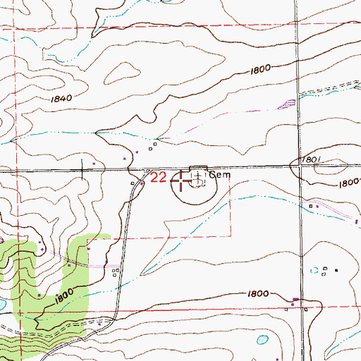 Topographic Map of Wamic Cemetery, OR