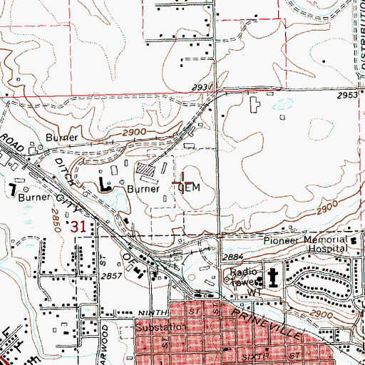 Topographic Map of Juniper Haven Cemetery, OR