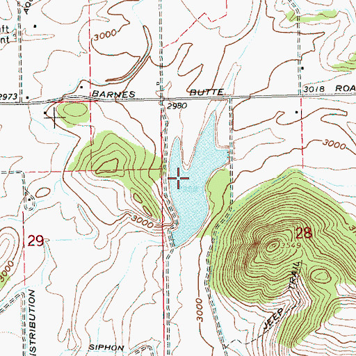 Topographic Map of Barnes Butte Reservoir, OR