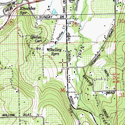 Topographic Map of English Spring, OR