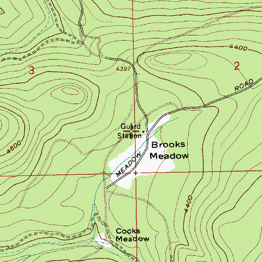 Topographic Map of Brooks Meadow Guard Station, OR