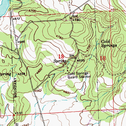 Topographic Map of Cold Springs, OR