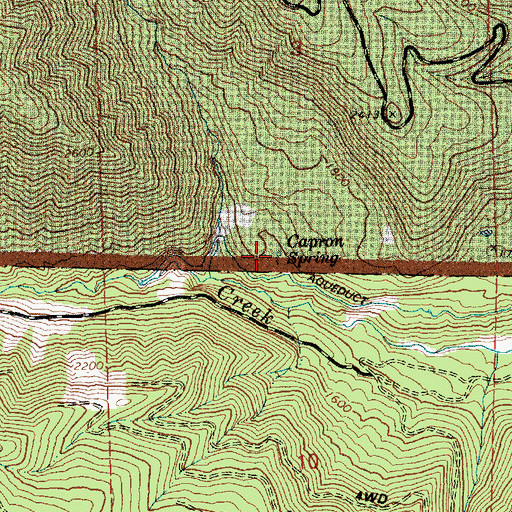 Topographic Map of Capron Spring, OR