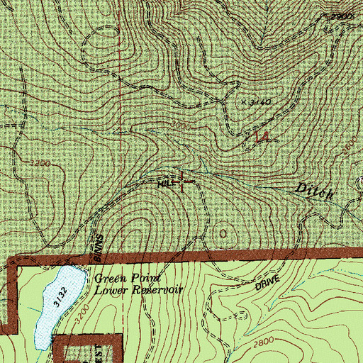 Topographic Map of Parker Springs, OR