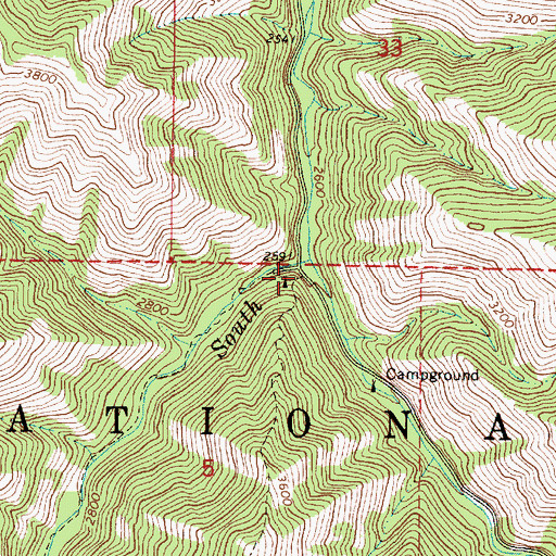 Topographic Map of South Fork Campground, OR