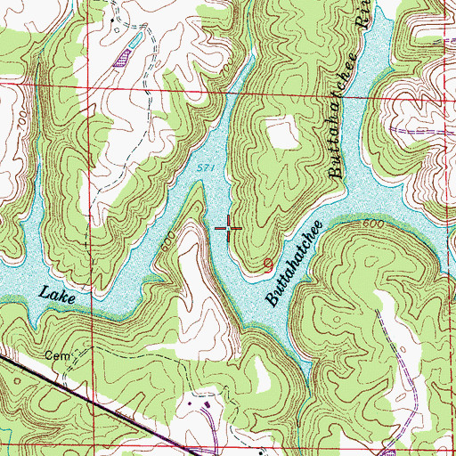 Topographic Map of Lake Buttahatchee, AL