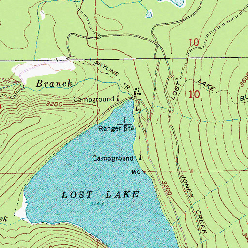 Topographic Map of Lost Lake Ranger Station, OR