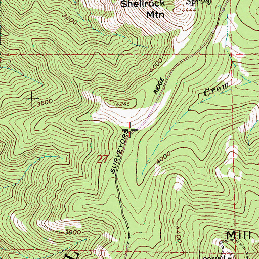 Topographic Map of Shinners English Spring, OR