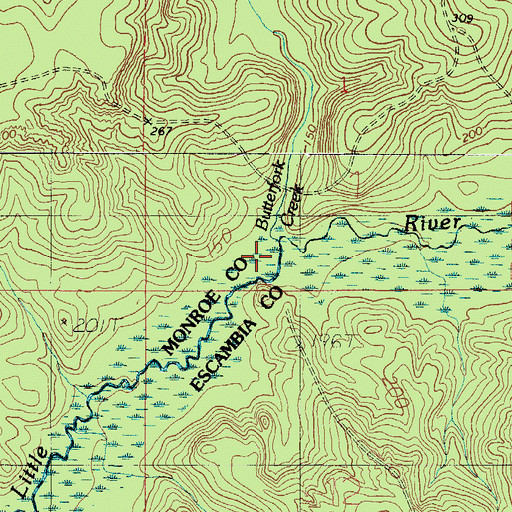Topographic Map of Butterfork Creek, AL