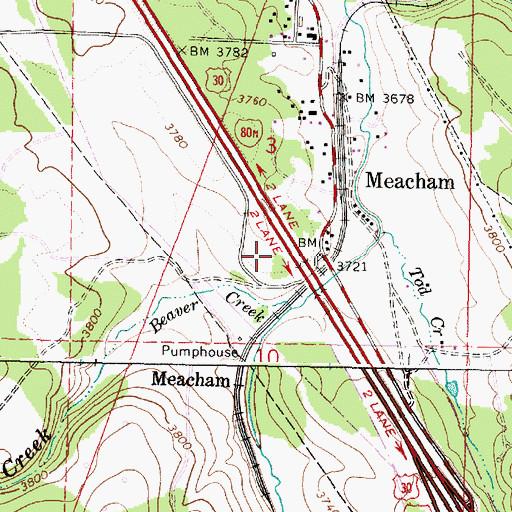 Topographic Map of Meacham Cemetery, OR