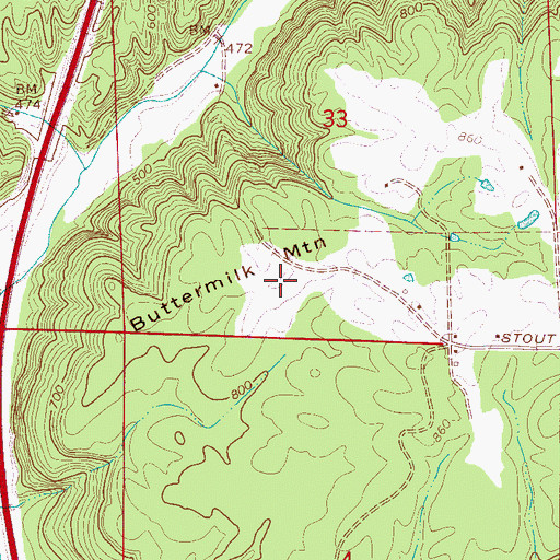 Topographic Map of Buttermilk Mountain, AL