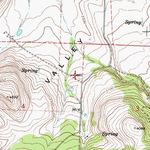 Topographic Map of Lost Valley Cemetery, OR