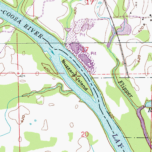 Topographic Map of Buzzard Island, AL